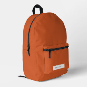 Modern Burnt Orange Solid Colour Custom Name Printed Backpack