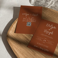 Modern Burnt Orange Terracotta QR Code Wedding