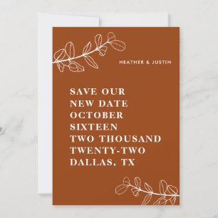 Modern Burnt Orange Terracotta Save The Date Invitation