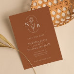 Modern Burnt Orange Wedding Monogram Minimalist Save The Date<br><div class="desc">Modern Burnt Orange Wedding Monogram Minimalist Budget Save the Date</div>
