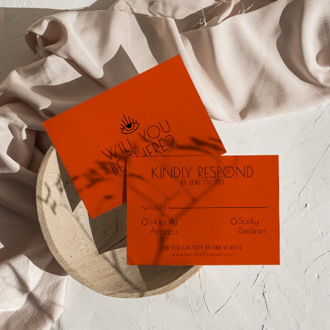Modern Burnt Orange Western Desert Unique Wedding RSVP Card (Creator Uploaded)