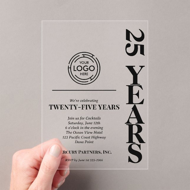 Modern Business 25th Anniversary Logo Acrylic Invitations (Insitu (Handheld))