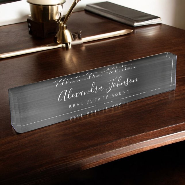 Modern Business Black Elegant Professional Nameplate (Creator Uploaded)