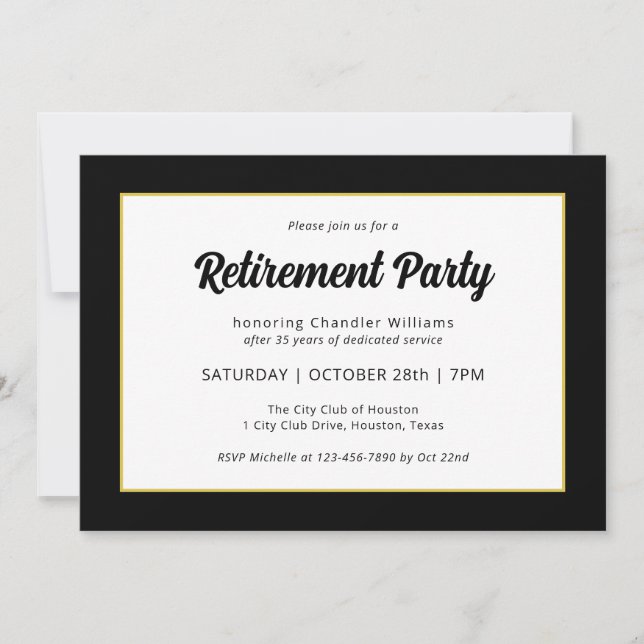 Modern Business Black Frame Retirement Party Invitation (Front)