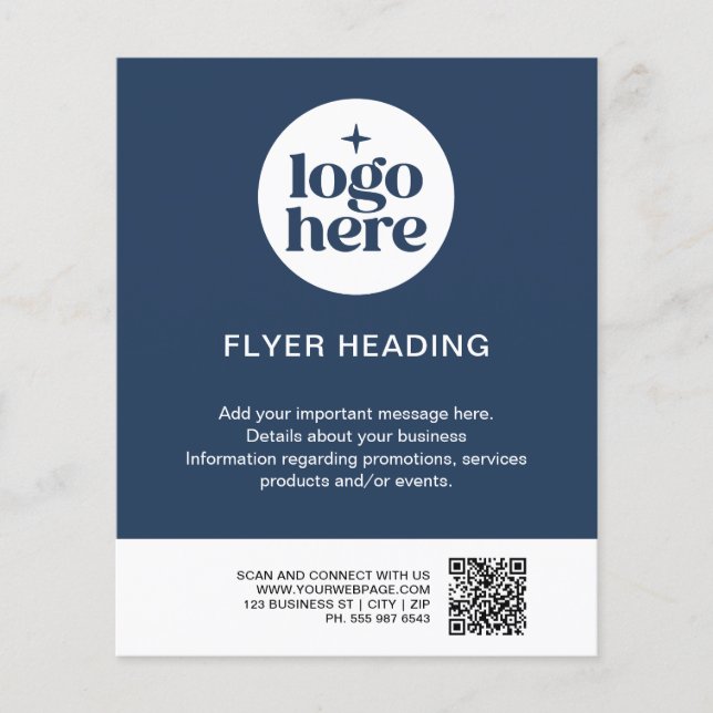 Modern Business Blue Custom Logo QR Code Business Flyer (Front)