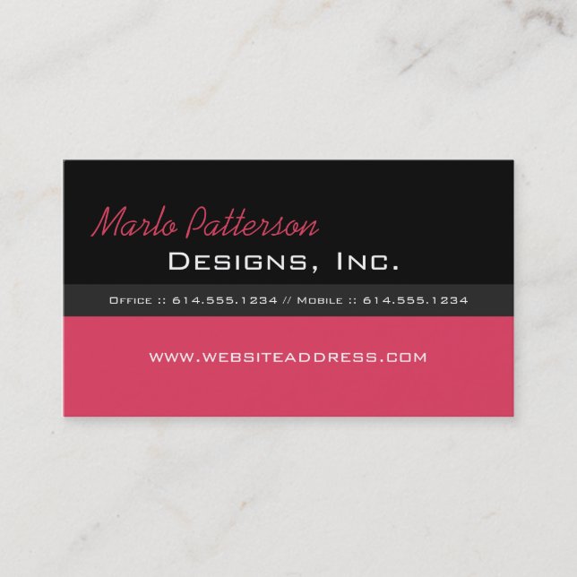 Modern Business Card :: Black & Tomato Puree (Front)