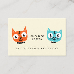 Modern business card for pet sitting service.