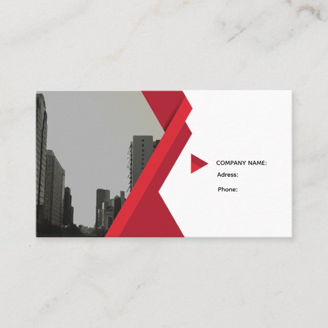 Modern Business Card Red Grey (Front)