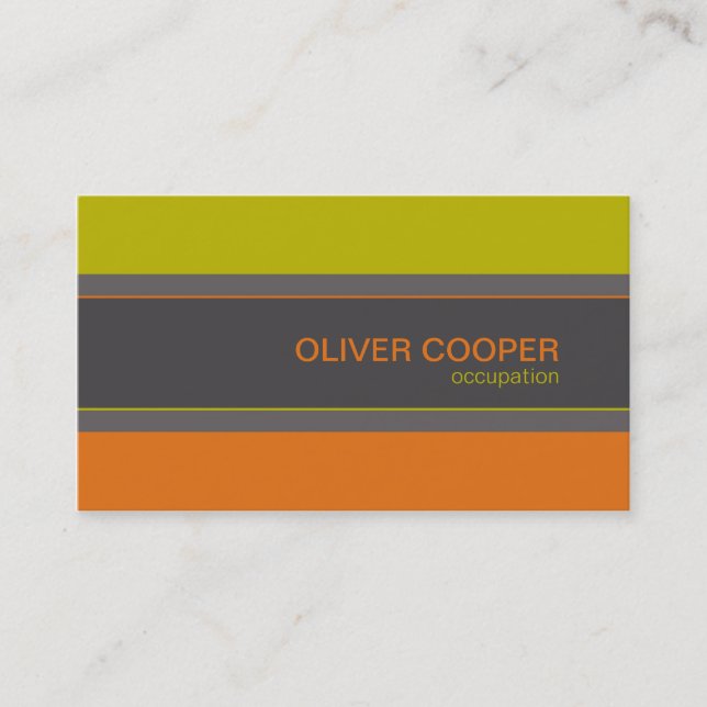 Modern business card Retro colours orange green (Front)