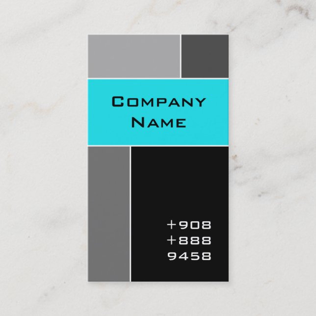 Modern Business Card Turquoise Blue Grey (Front)