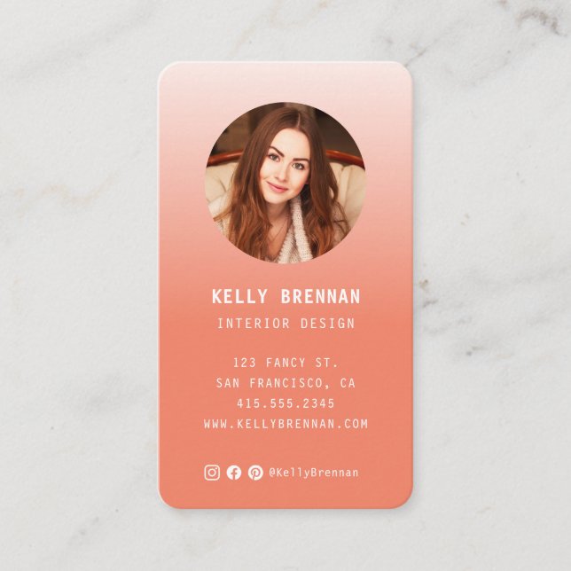 Modern Business Card with Photo and Social Media (Front)