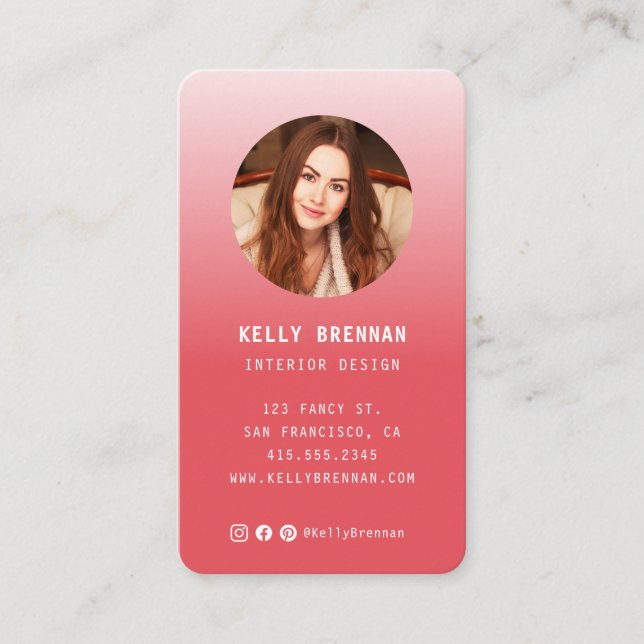 Modern Business Card with Photo and Social Media (Front)