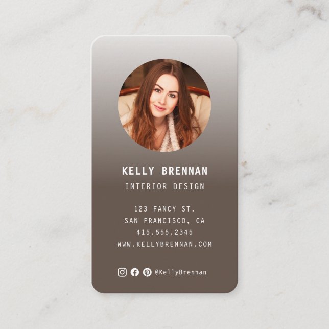 Modern Business Card with Photo and Social Media (Front)