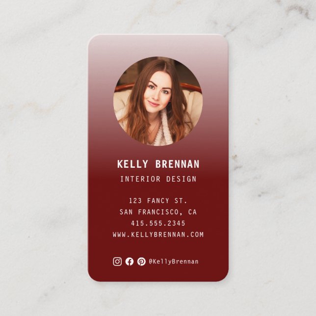 Modern Business Card with Photo and Social Media (Front)