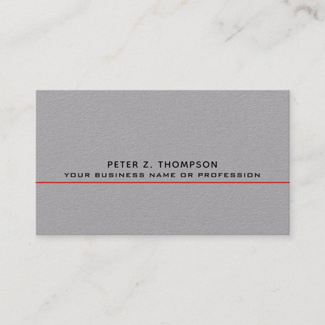 modern business card with thin red line on grey (Front)
