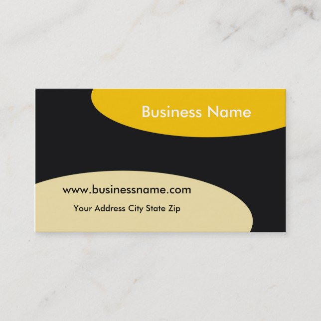 Modern Business Card ~ Yellow On Black (Front)