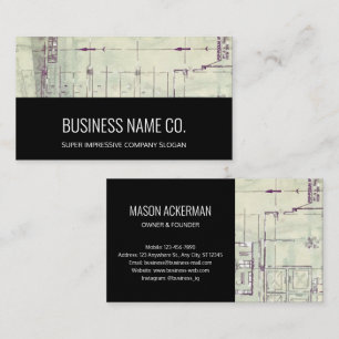 Modern Business Cards-Blueprint  Black / Rustic Business Card