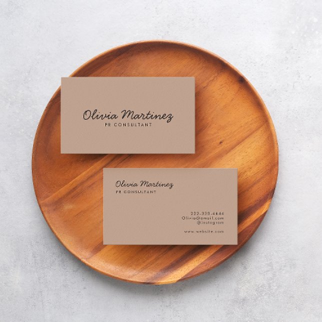 Modern Business Cards | Elevate Your Brand(Almond) (A modern almond business card with elegant script and modern font. )