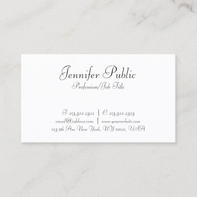 Modern Business Cards Hand Script Text Template (Front)