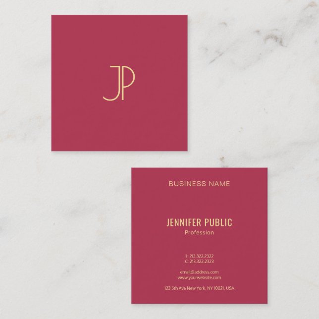 Modern Business Cards Template Chic Gold Monogram (Front/Back)
