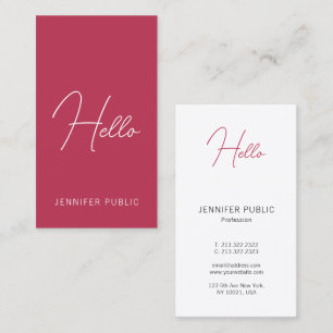 Modern Business Cards Vertical Handwritten Hello
