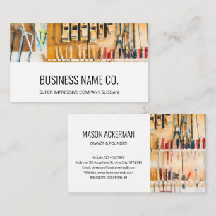 Modern Business Cards-Wood Working Tools White Business Card