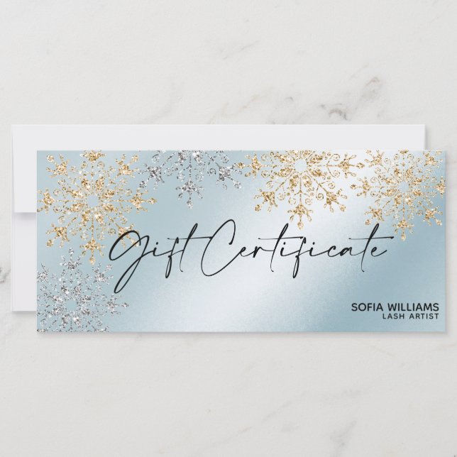 Modern Business Certificate Gift Card Snow (Front)