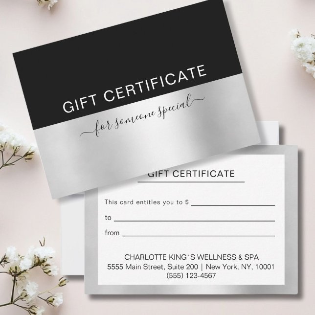 MODERN BUSINESS CERTIFICATE gift for you (MODERN BUSINESS CERTIFICATE gift for you, Black & Silver. Modern, minimal, elegant, trendy.)