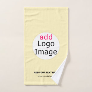 Modern Business Chic Customisable Logo Vanilla Hand Towel
