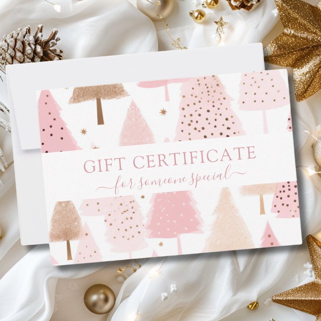MODERN BUSINESS CHRISTMAS CERTIFICATE gift for you (Modern, Christmas Trees Pattern, Business Gift Certificate. )