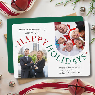 Modern Business Christmas Holiday Card Green