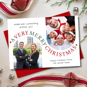 Modern Business Christmas Holiday Card Red