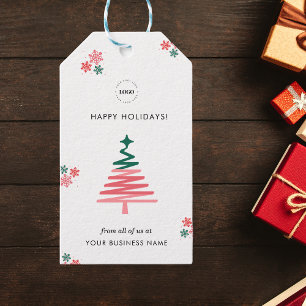 Modern Business Christmas Tree Custom Company Logo Gift Tags