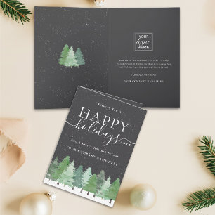 Modern Business Christmas Woodland Company Logo Holiday Card