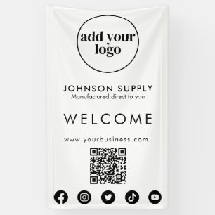 Modern Business Company Corporate Logo and QR Code Banner