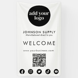 Modern Business Company Corporate Logo and QR Code Banner
