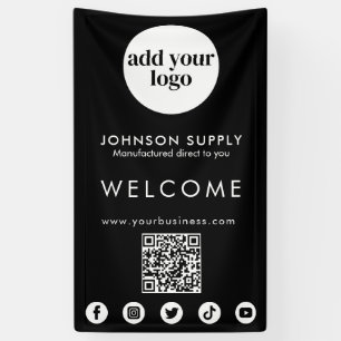 Modern Business Company Corporate Logo and QR Code Banner