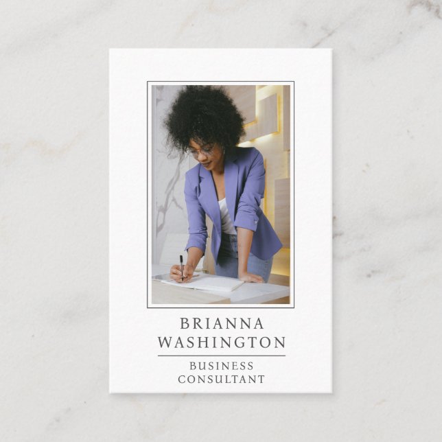 Modern Business Consultant Photo Business Card (Front)