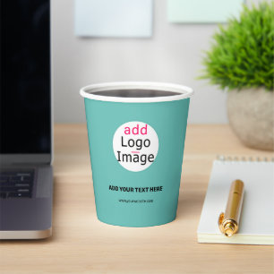 Modern Business Custom Add Logo Fresh Mint Green Paper Cups
