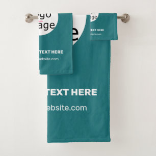 Modern Business Custom Brand Cool Deep Sea Green Bath Towel Set