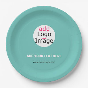 Modern Business Custom Logo Fresh Mint Green Paper Plate