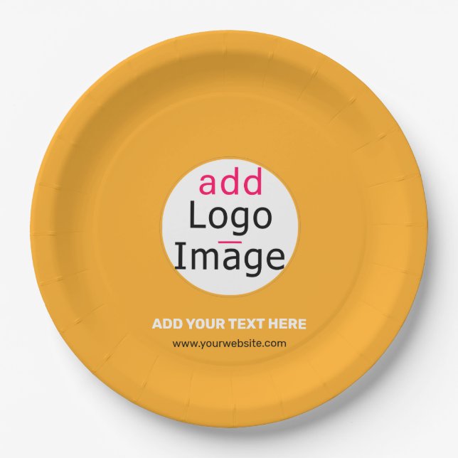 Modern Business Custom Logo Macaroni & Cheese Hue Paper Plate (Front)
