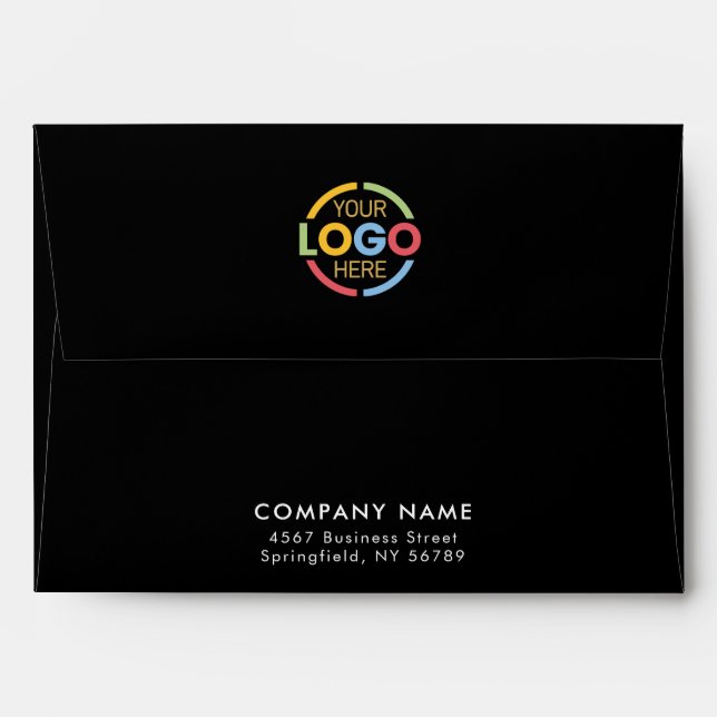 Modern Business Custom Logo Professional Black Envelope (Back (Top Flap))