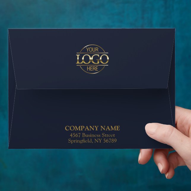 Modern Business Custom Logo Professional Navy Blue Envelope (Hand)