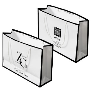 Modern Business Custom Logo   QR Code Minimalist Large Gift Bag