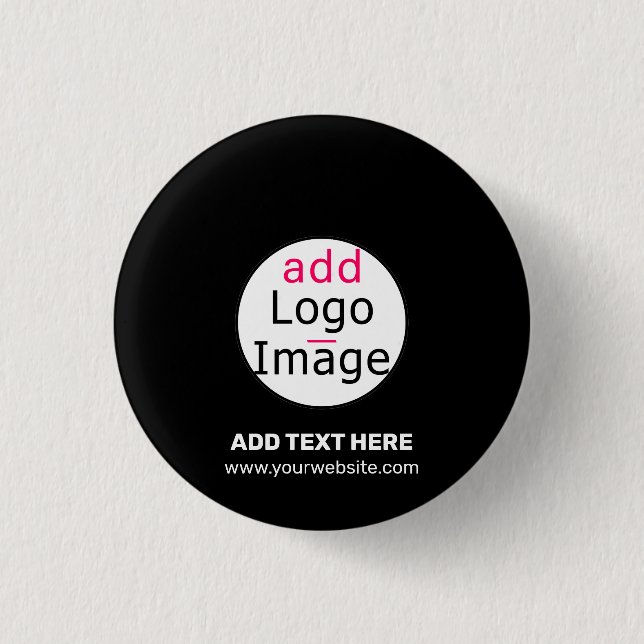 Modern Business Customisable Add Logo Black  3 Cm Round Badge (Front)