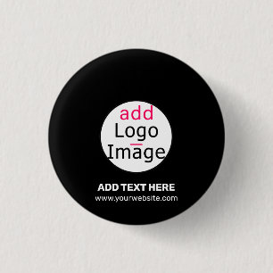 Modern Business Customisable Add Logo Black  3 Cm Round Badge