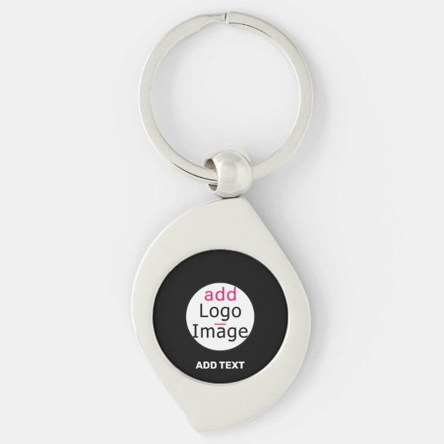 Modern Business Customisable Add Logo Black Key Ring (Front)