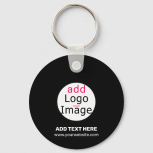 Modern Business Customisable Add Logo Black Key Ring