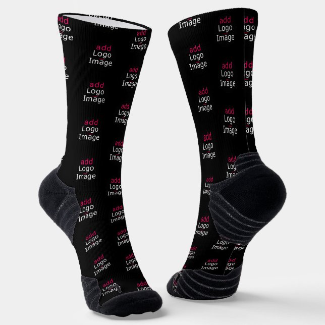 Modern Business Customisable Promotional Black  Socks (Angled)